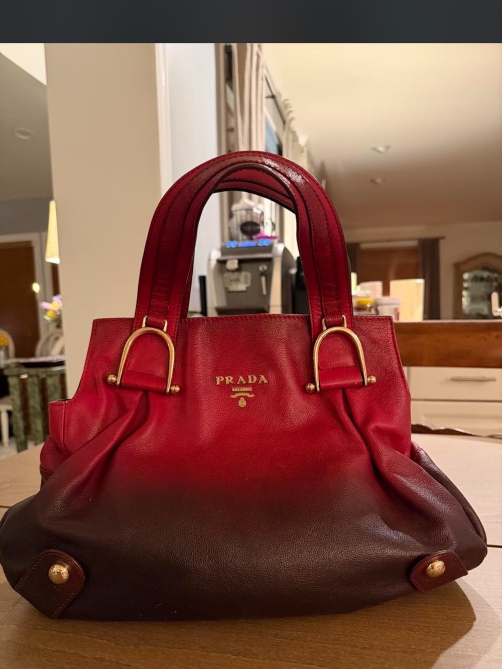 Prada Sfumato Degrade Red Leather Satchel  #luxury #designer